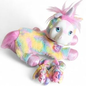 Unicorn Surprise Plush Set w/ 2 Babies Rainbow Excellent Condition